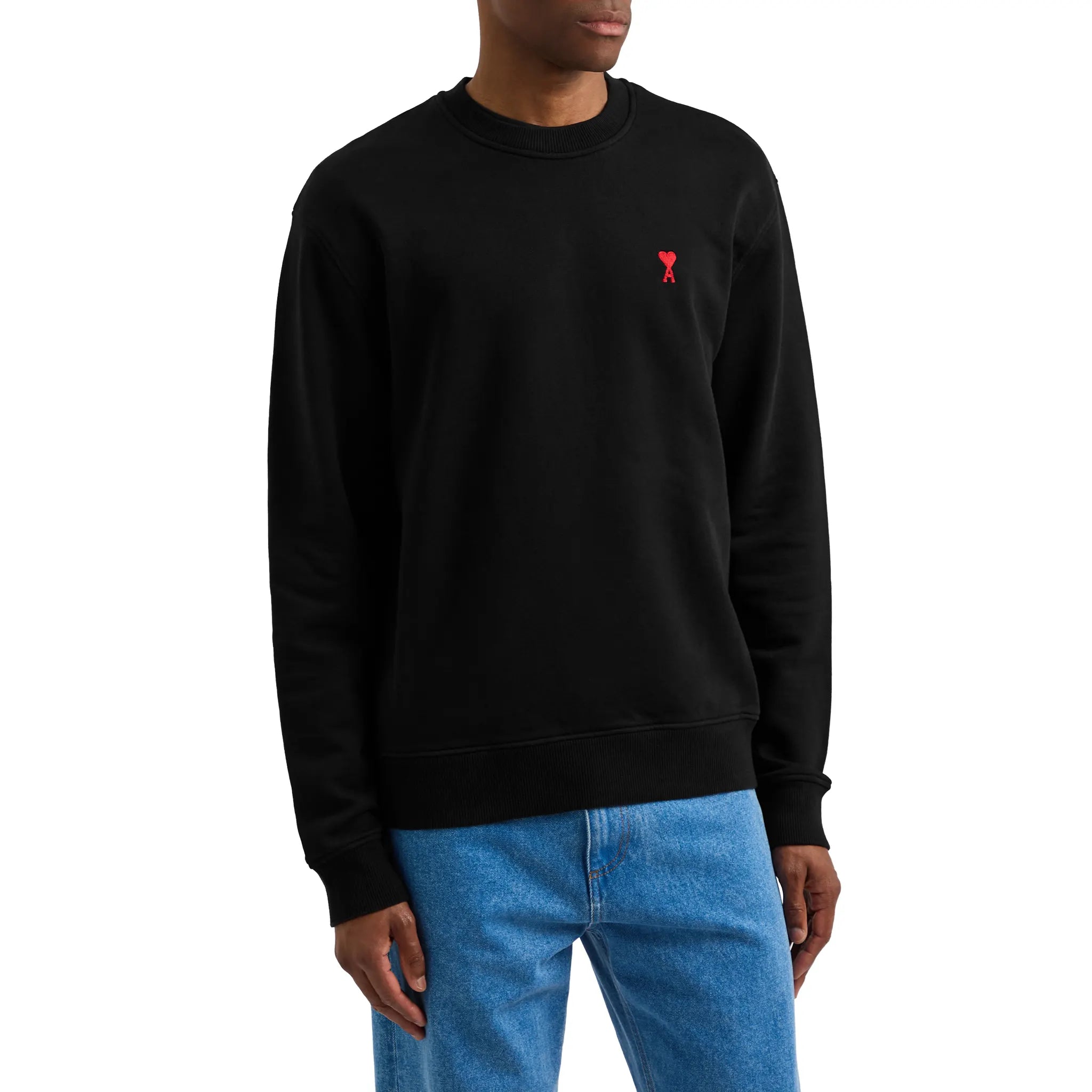 Front View of Ami Paris Ami De Coeur Black Sweatshirt